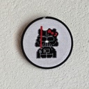 Chat blanc en méchant en noir_Broderie 10cm
