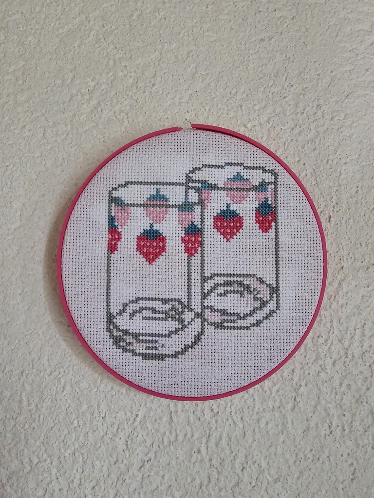 Les verres aux fraises_Broderie 15cm