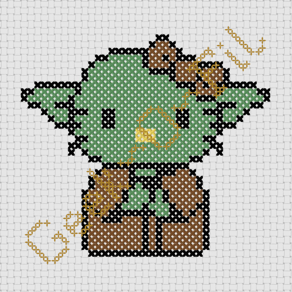 Chat blanc en petit vert à grandes oreilles_Diagramme 10cm