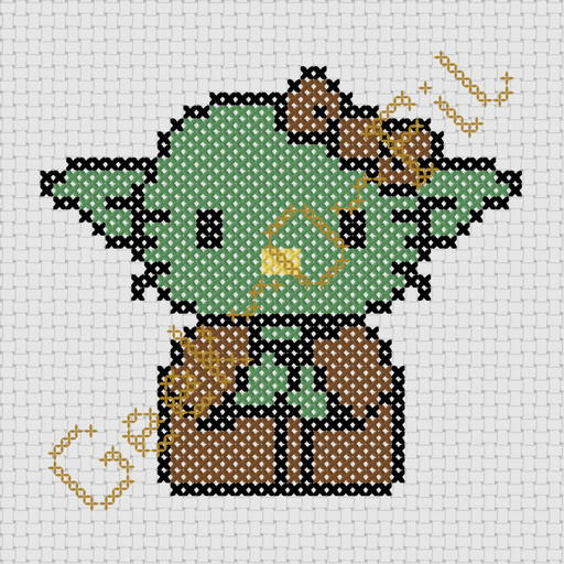 Chat blanc en petit vert à grandes oreilles_Diagramme 10cm
