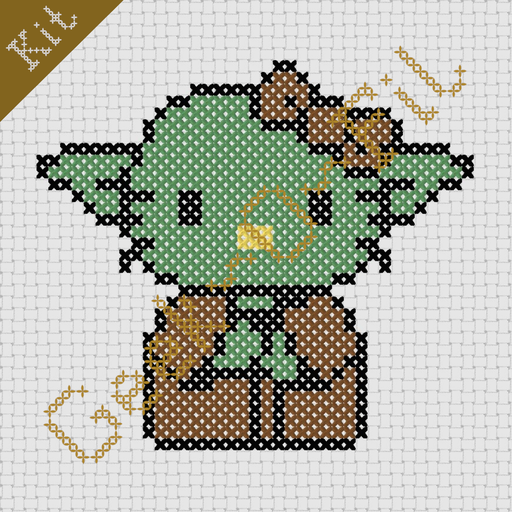 Chat blanc en petit vert à grandes oreilles_Kit 10cm