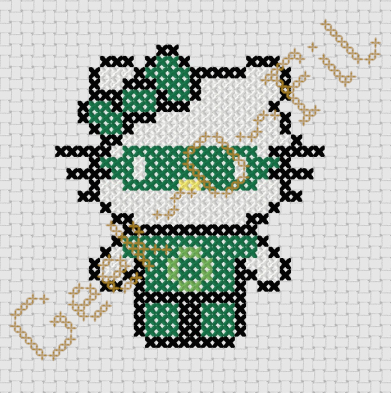 Chat blanc avec une lanterne verte_Diagramme 8cm