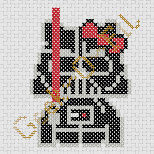 Chat blanc en méchant en noir_Diagramme 10cm