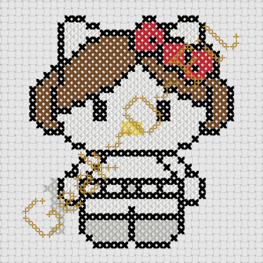 Chat blanc en princesse aux chignons_Diagramme 10cm