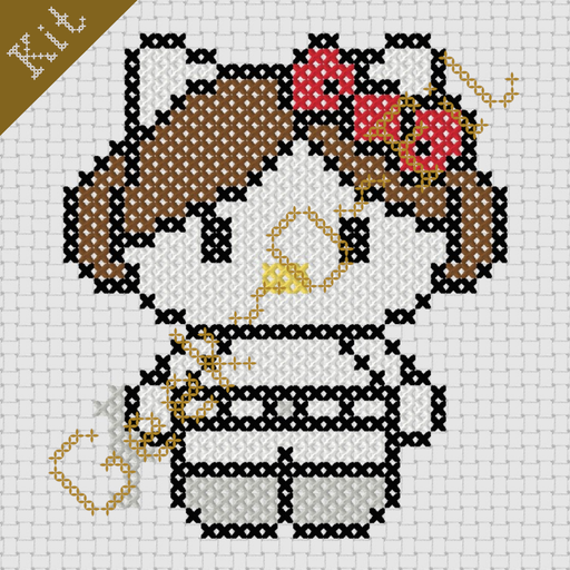 Chat blanc en princesse aux chignons_Kit 10cm
